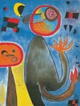 Joan Miro Las escaleras cruzan el cielo azul en un Wheel of Fire reproduccione de cuadro