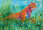 Leroy Neiman Leopard merodeando reproduccione de cuadro