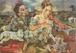 Oscar Kokoschka Amantes con Cat reproduccione de cuadro