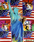 Peter Max Dios Bless America con cinco libertades reproduccione de cuadro