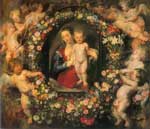 Peter Paul Rubens Madonna Child with Garland and Putti reproduccione de cuadro