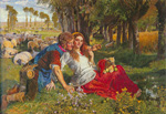 William Holman Hunt El Pastor Hireling reproduccione de cuadro