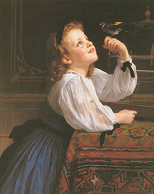 Adolphe-William Bouguereau L'oiseau de compagnie reproduction-de-tableau