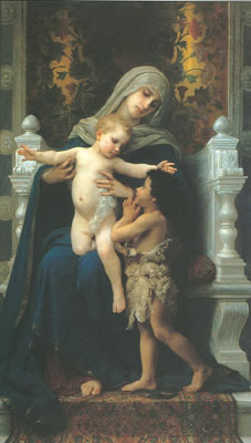 Adolphe-William Bouguereau Madonna et l'enfant avec Saint Jean-Baptiste reproduction-de-tableau