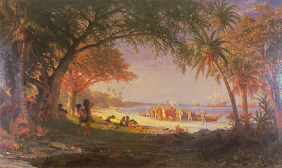 Albert Bierstadt Le débarquement de Colomb reproduction-de-tableau