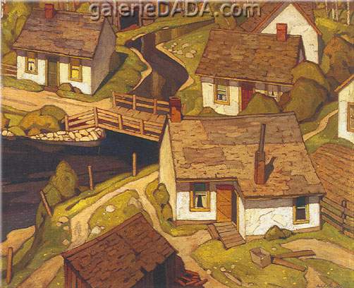 Alfred J. Casson Maisons de moulin reproduction-de-tableau