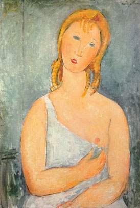 Amedeo Modigliani Fille dans une chemise blanche reproduction-de-tableau