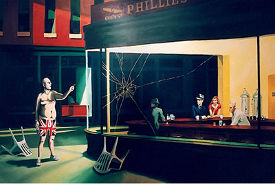 Banksy Démangeaisons d'oiseaux (Nighthawks) reproduction-de-tableau