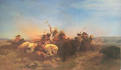 Carl Wimar La chasse au bison reproduction-de-tableau