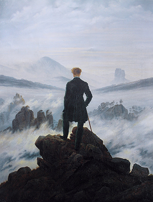 Caspar David Friedrich Le vagabond au-dessus d'une mer de brume reproduction-de-tableau