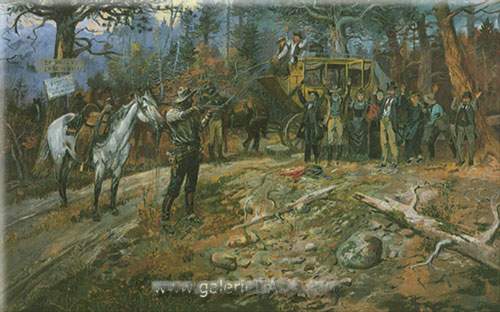 Charles M. Russell Le hold up reproduction-de-tableau