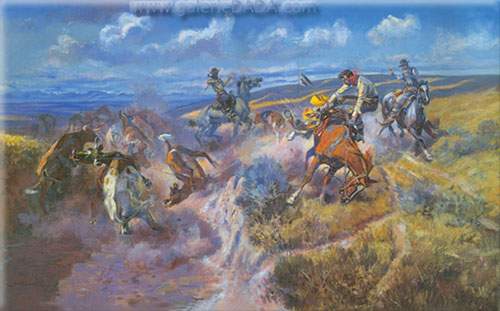 Charles M. Russell Un Latigo serré et lâche reproduction-de-tableau