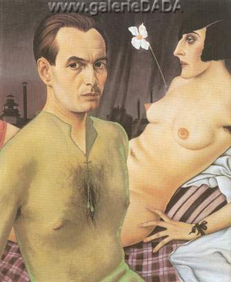 Christian Schad Autoportrait avec modèle reproduction-de-tableau