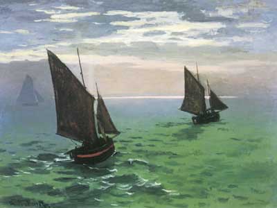 Claude Monet Bateaux de pêche en mer reproduction-de-tableau