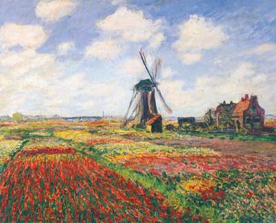 Claude Monet Champs de tulipes avec le moulin à vent de Rijnsburg reproduction-de-tableau