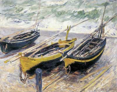 Claude Monet Trois bateaux de pêche reproduction-de-tableau