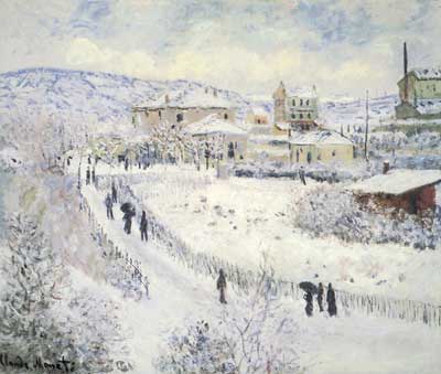 Claude Monet Vue d'Argenteuil, neige reproduction-de-tableau