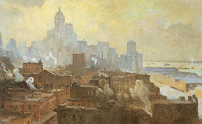 Colin Campbell Cooper Montagnes de Manhattan reproduction-de-tableau