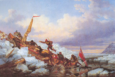 Cornelius Krieghoff Passage par bateau postal à Québec reproduction-de-tableau