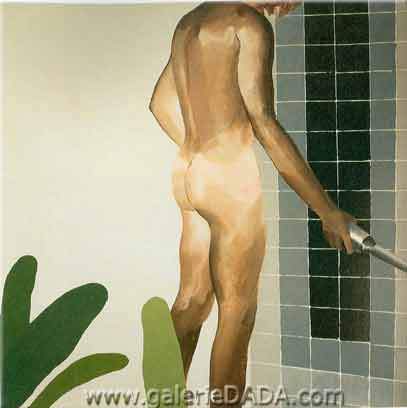 David Hockney Garçon sur le point de prendre une douche reproduction-de-tableau