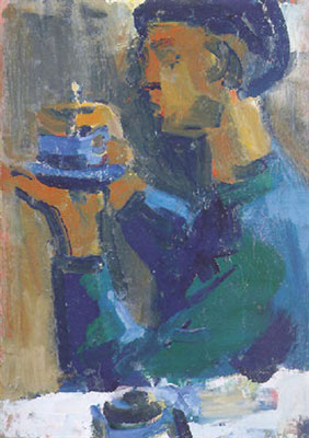 David  Park Femme avec tasse de thé reproduction-de-tableau