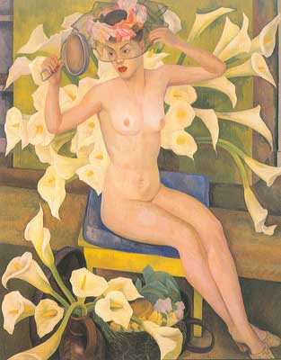 Diego Rivera Nu avec des fleurs reproduction-de-tableau