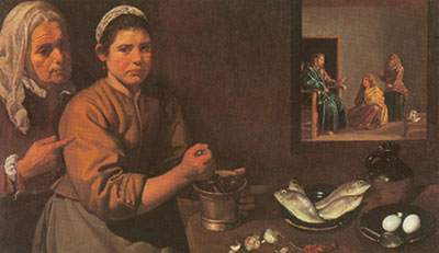 Diego Rodriguez de Silva Velazquez Christ dans la maison de Marie et Marthe reproduction-de-tableau