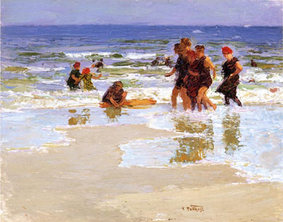 Edward Henry Potthast Au bord de la mer reproduction-de-tableau