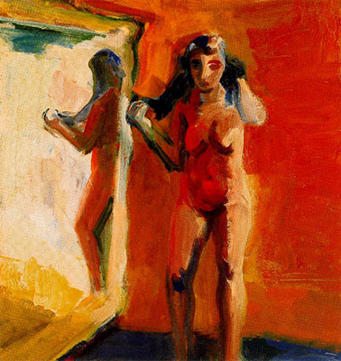 Elmer Bischoff Fille dans le miroir reproduction-de-tableau