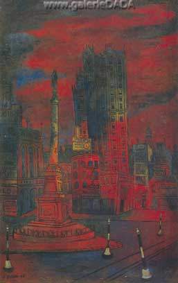 Enrique Grau Columbus Circle NYC reproduction-de-tableau