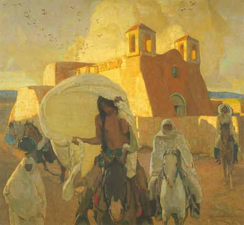 Ernest L. Blumenschein église à Ranchos de Taos reproduction-de-tableau