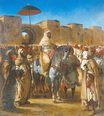 Eugene Delacroix Le Sultan du Maroc et son entourage reproduction-de-tableau