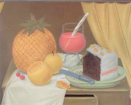 Fernando Botero Nature morte avec cake reproduction-de-tableau