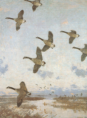 Frank W. Benson Contre le ciel du matin reproduction-de-tableau