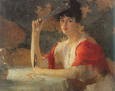 Frank W. Benson Rouge et or reproduction-de-tableau