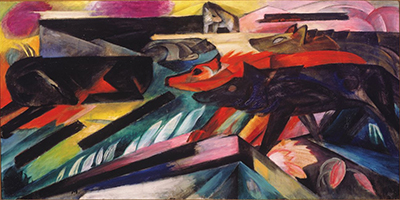 Franz Marc La guerre des loups dans les Balkans reproduction-de-tableau