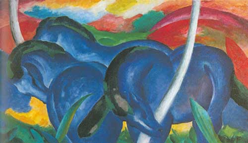 Franz Marc Les grands chevaux bleus reproduction-de-tableau