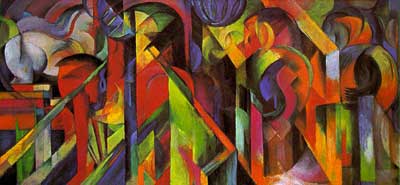 Franz Marc Les écuries reproduction-de-tableau