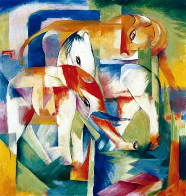 Franz Marc éléphant, cheval, bétail, hiver reproduction-de-tableau