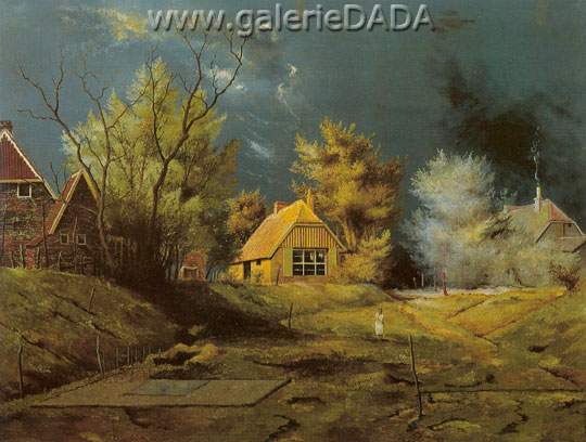 Franz Radziwill Paysage avec Artists House reproduction-de-tableau