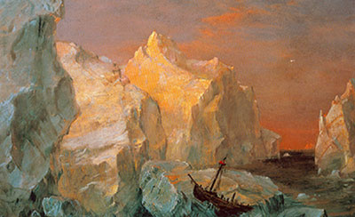 Frederic Edwin Church Icebergs et épave au coucher du soleil reproduction-de-tableau