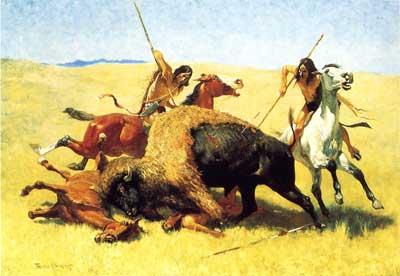 Frederic Remington La chasse au bison reproduction-de-tableau