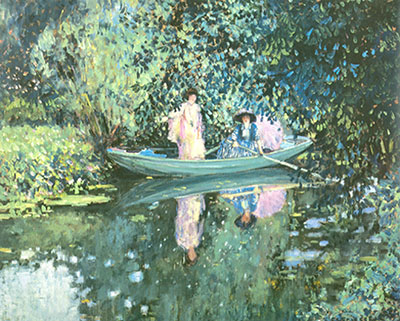 Frederick Frieseke Deux dames dans un bateau reproduction-de-tableau