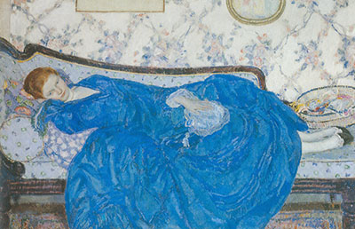 Frederick Frieseke La robe bleue reproduction-de-tableau