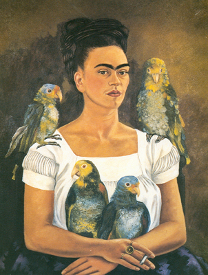 Frida Kahlo Moi et mes perroquets reproduction-de-tableau