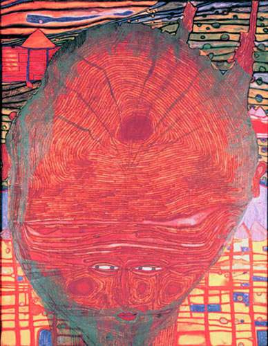 Friedensreich Hundertwasser La barbe est l'herbe de l'homme chauve reproduction-de-tableau