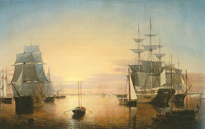 Fritz Hugh Lane Boston Harbour au coucher du soleil reproduction-de-tableau