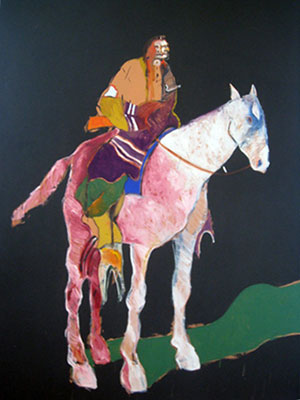 Fritz Sholder Indien sur un cheval blanc reproduction-de-tableau