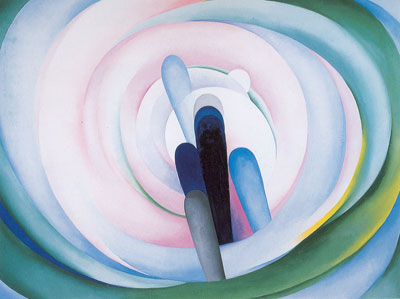 Georgia OKeeffe Cercle bleu gris et rose noire reproduction-de-tableau