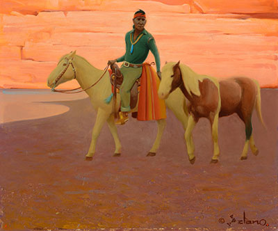 Gerhard Curtis Delano Navajo et ses chevaux reproduction-de-tableau